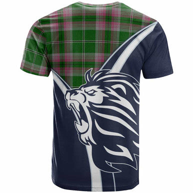 Scottish Gray Clan Crest Tartan T-Shirt - Scottish Flag With Lion Back Side Tartan Plaid