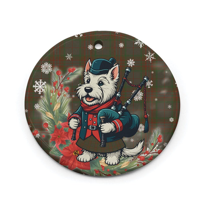 Scottish Gray Clan Tartan Ceramic Ornament Cute Scottish Terrier Dog Circle Style Tartan Plaid