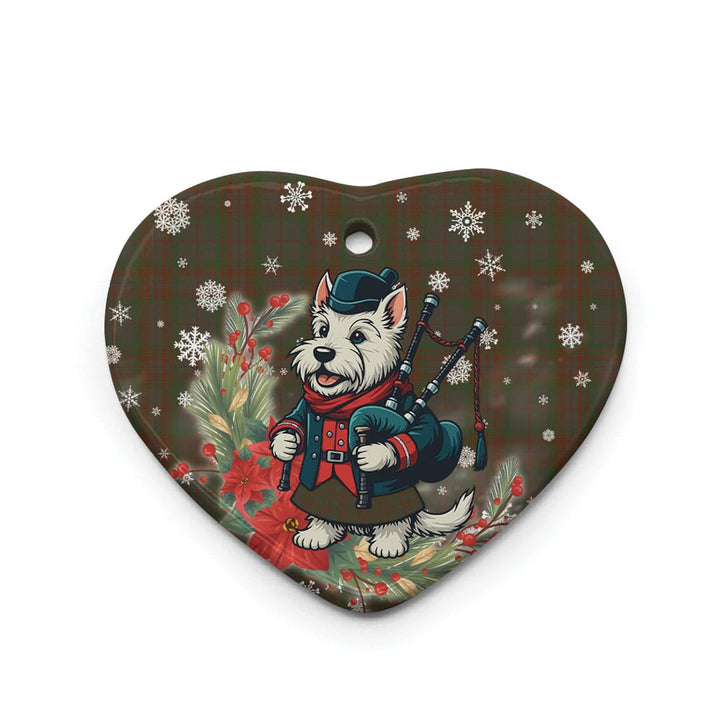 Scottish Gray Clan Tartan Ceramic Ornament Cute Scottish Terrier Dog Heart Style Tartan Plaid