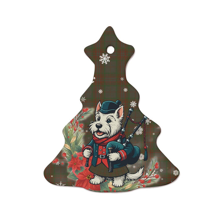 Scottish Gray Clan Tartan Ceramic Ornament Cute Scottish Terrier Dog Tree Style Tartan Plaid