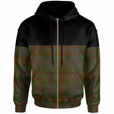 Scottish Gray Clan Tartan Hoodie - Horizontal Style Zip Tartan Plaid
