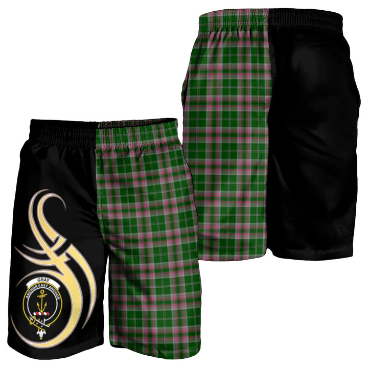 Scottish Gray Hunting Clan Crest Tartan Believe in Me Men's Shorts