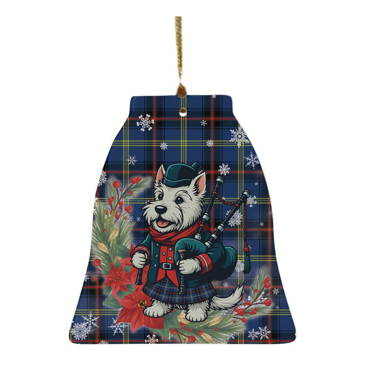 Scottish Grewar Clan Tartan Ceramic Ornament Cute Scottish Terrier Dog Bell Style Tartan Plaid