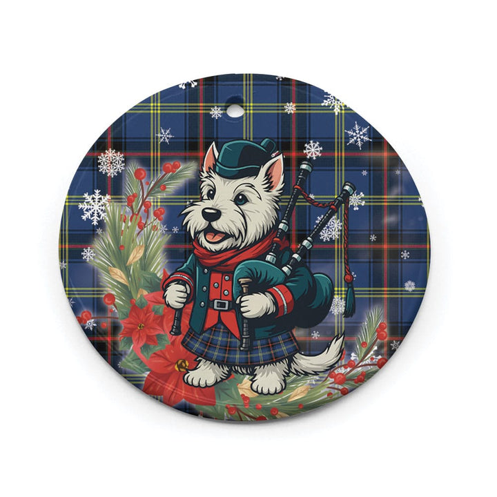 Scottish Grewar Clan Tartan Ceramic Ornament Cute Scottish Terrier Dog Circle Style Tartan Plaid
