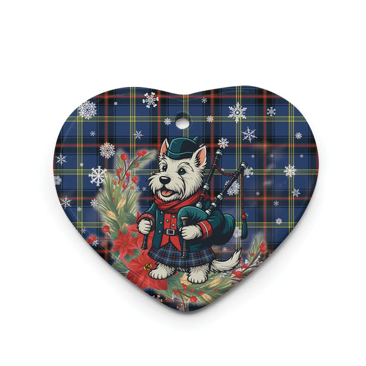 Scottish Grewar Clan Tartan Ceramic Ornament Cute Scottish Terrier Dog Heart Style Tartan Plaid