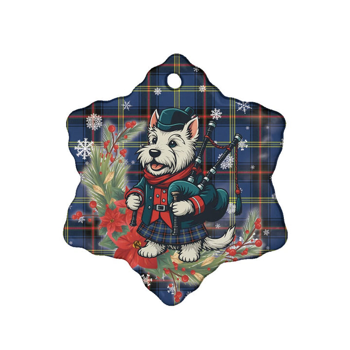 Scottish Grewar Clan Tartan Ceramic Ornament Cute Scottish Terrier Dog Snow Flake Style Tartan Plaid