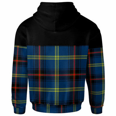 Scottish Grewar Clan Tartan Hoodie - Horizontal Style Back Side Tartan Plaid