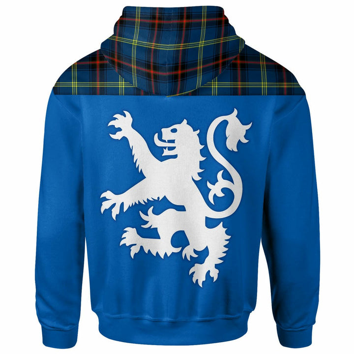 Scottish Grewar Clan Tartan Hoodie - Lion Rampant of Scotland With Flag back Side Tartan Plaid