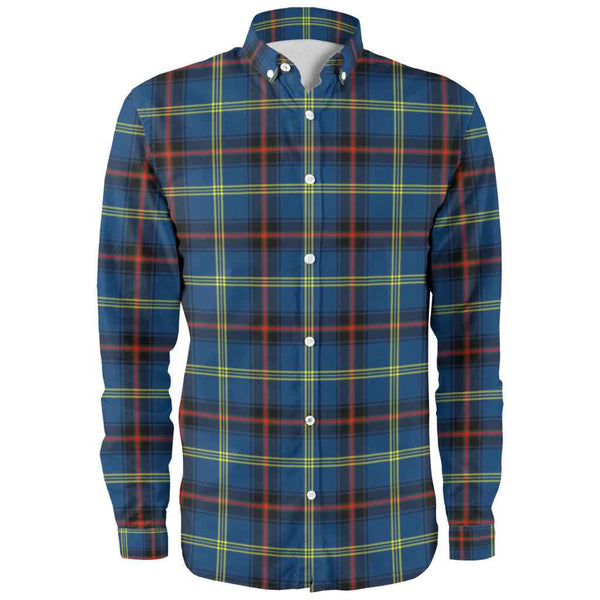 Scottish Grewar Clan Tartan Long Sleeve Shirt Front Side Tartan Plaid