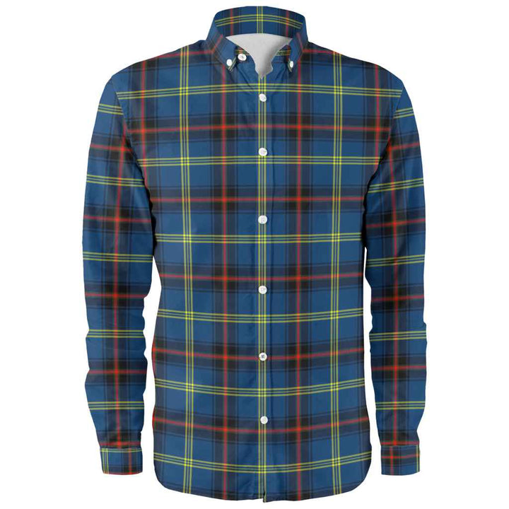 Scottish Grewar Clan Tartan Long Sleeve Shirt Front Side Tartan Plaid