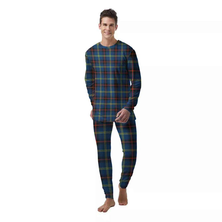 Scottish Grewar Clan Tartan Pajama Set  Men Front Side Tartan Plaid