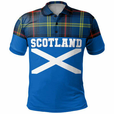 Scottish Grewar Clan Tartan Polo Shirt - Lion Rampant of Scotland With Flag Front Side Tartan Plaid