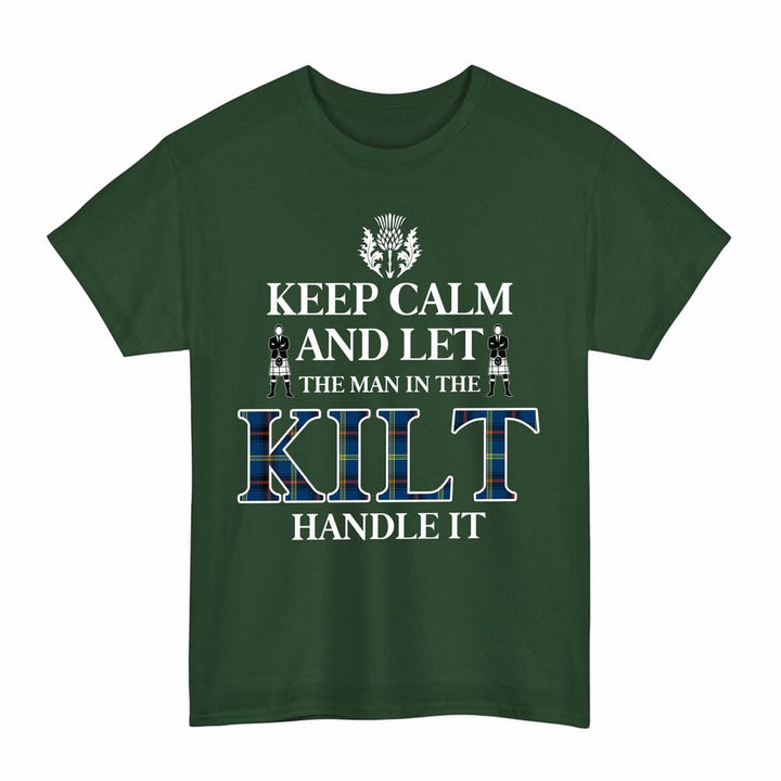 Scottish Grewar Clan Tartan T-Shirt - Keep Calm Tartan Plaid Forest Green Color