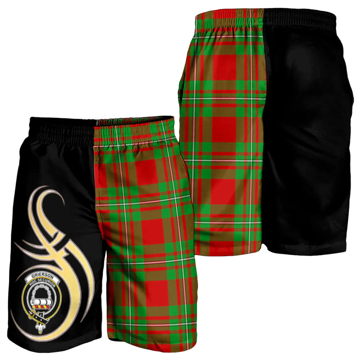 Scottish Grierson Clan Crest Tartan Believe in Me Men's Shorts