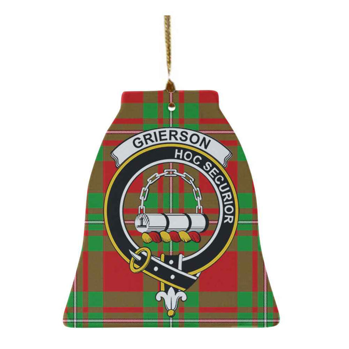 Scottish Grierson Clan Crest Tartan Ceramic Ornament Bell Shape Tartan Plaid