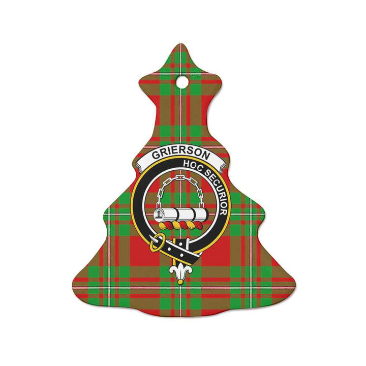 Scottish Grierson Clan Crest Tartan Ceramic Ornament Tree Shape Tartan Plaid