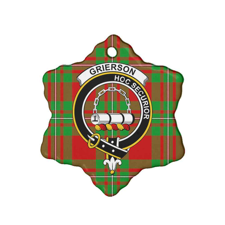 Scottish Grierson Clan Crest Tartan Ceramic Ornament Snow Flake Shape Tartan Plaid