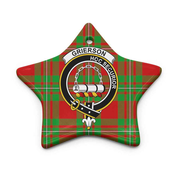 Scottish Grierson Clan Crest Tartan Ceramic Ornament Star Shape Tartan Plaid