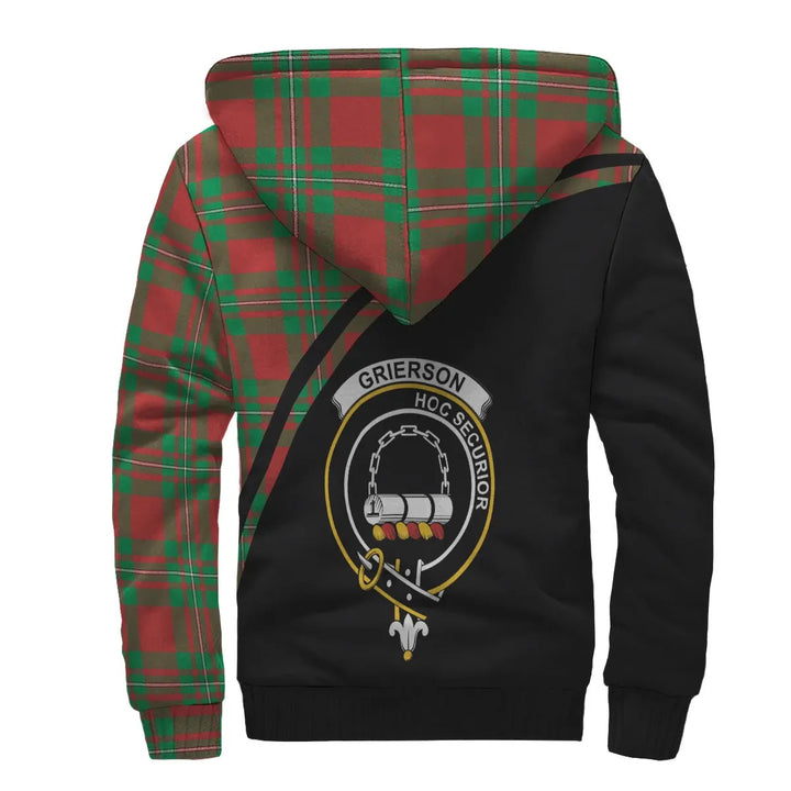 Scottish Grierson Clan Crest Tartan Curve Sherpa Hoodie