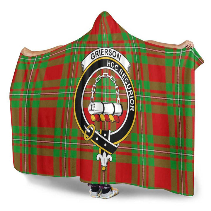 Scottish Grierson Clan Crest Tartan Hooded Blanket Tartan Plaid 3