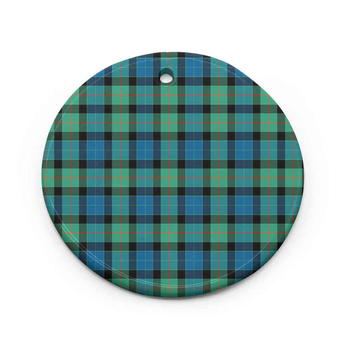 Scottish Gunn Ancient Clan Tartan Ceramic Ornament Circle Shape Tartan Plaid