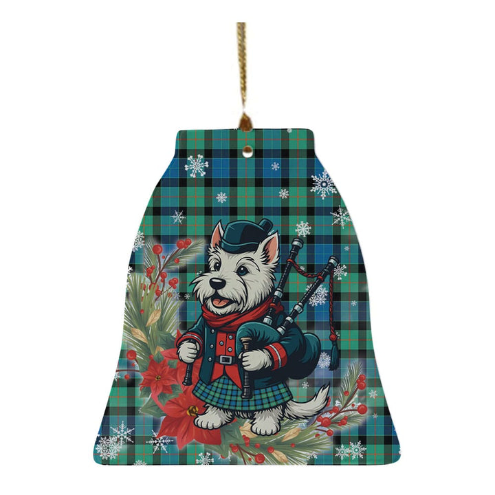 Scottish Gunn Ancient Clan Tartan Ceramic Ornament Cute Scottish Terrier Dog Bell Style Tartan Plaid