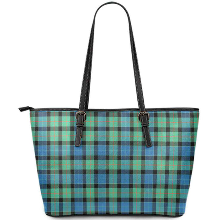 Scottish Gunn Ancient Clan Tartan Leather Tote Tartan Plaid