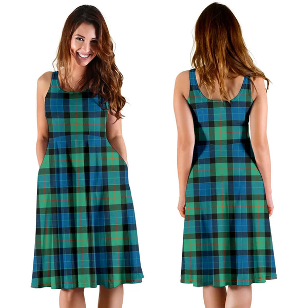 Scottish Gunn Ancient Clan Tartan Women Midi Dress
