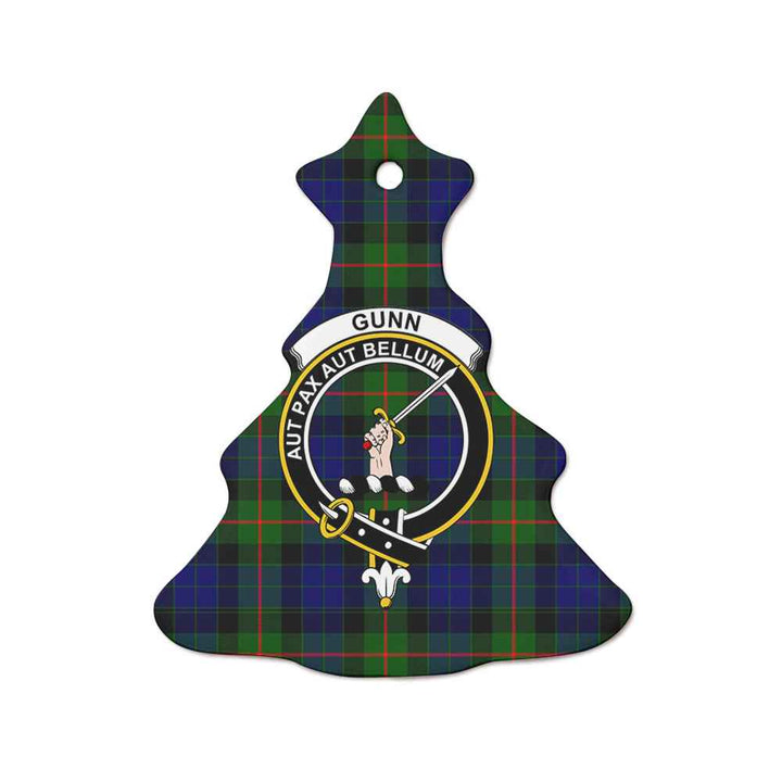 Scottish Gunn Clan Crest Tartan Ceramic Ornament Tree Shape Tartan Plaid