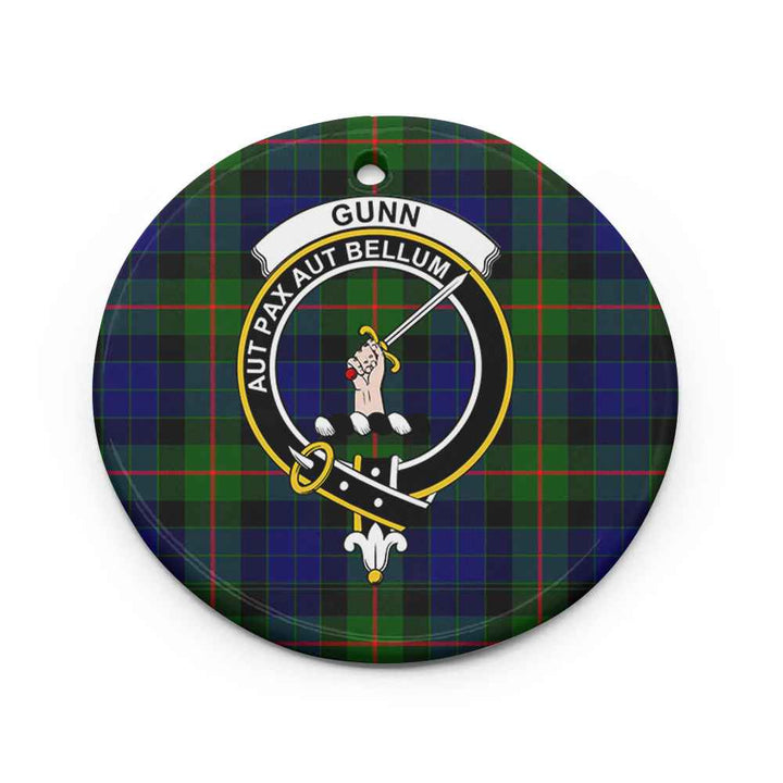 Scottish Gunn Clan Crest Tartan Ceramic Ornament Circle Shape Tartan Plaid