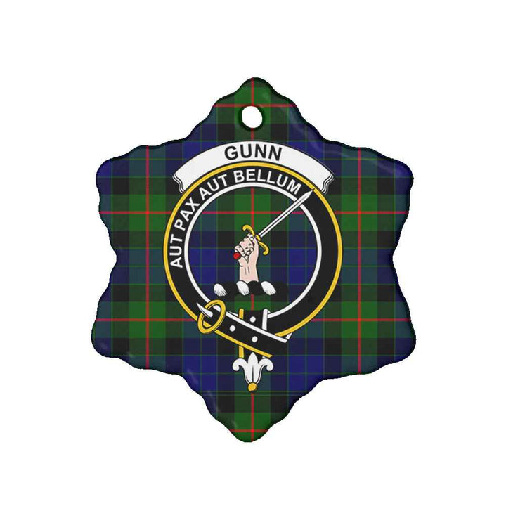 Scottish Gunn Clan Crest Tartan Ceramic Ornament Snow Flake Shape Tartan Plaid