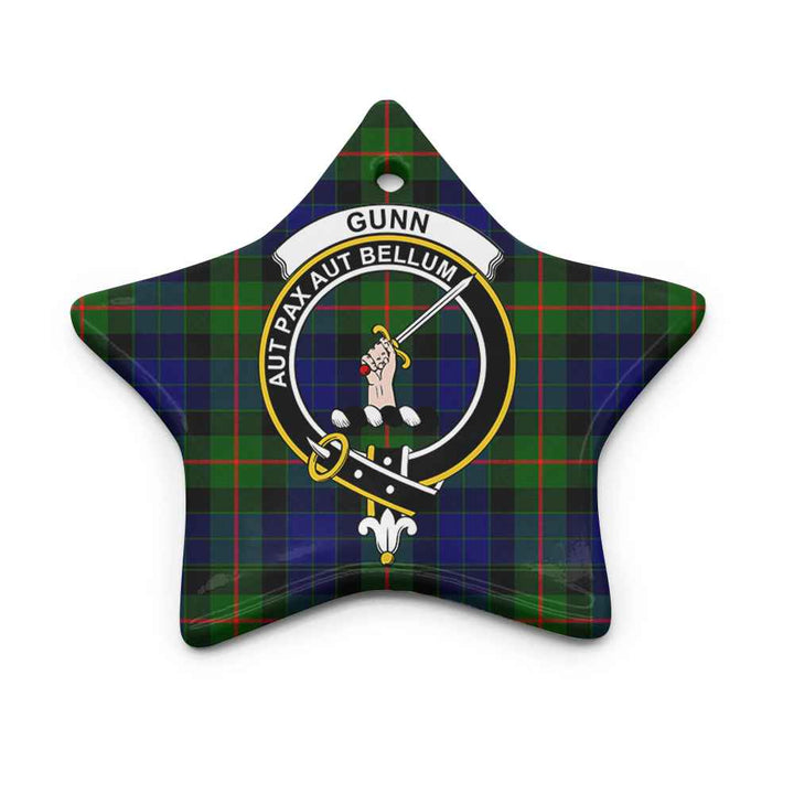 Scottish Gunn Clan Crest Tartan Ceramic Ornament Star Shape Tartan Plaid