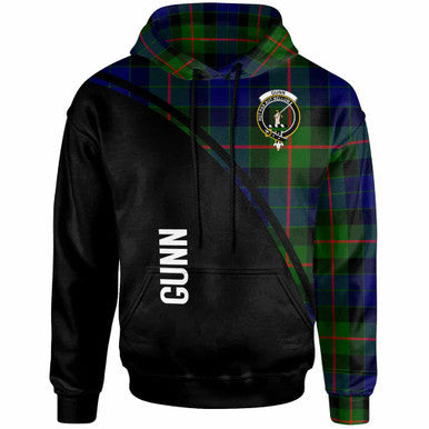 Scottish Gunn Clan Crest Tartan Curve Hoodie Front Side Tartan Plaid
