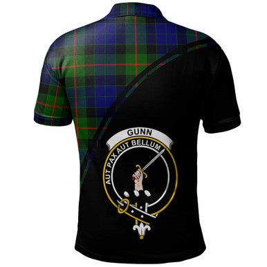 Scottish Gunn Clan Crest Tartan Curve Polo Shirt Back Side Tartan Plaid
