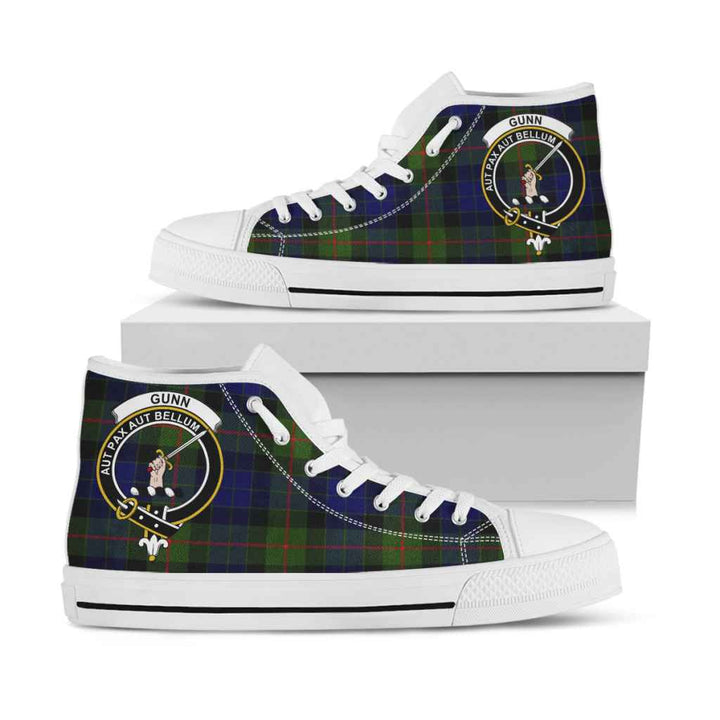 Scottish Gunn Clan Crest Tartan High Top Shoes White Sole Tartan Plaid