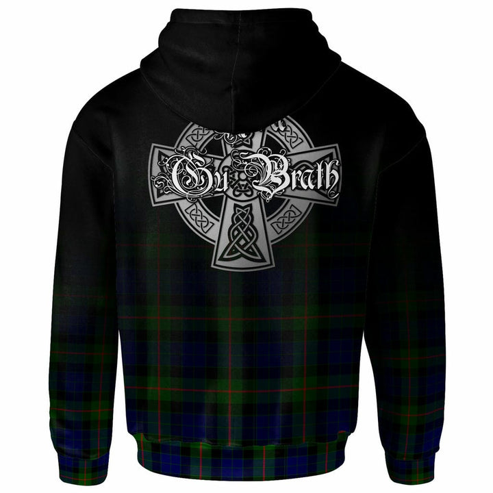 Scottish Gunn Clan Crest Tartan Hoodie - Alba Gu Brath Family Crest Celtic Inspired Back Side Tartan Plaid