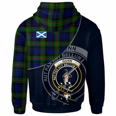 Scottish Gunn Clan Crest Tartan Hoodie - Bend Style Back Side Tartan Plaid