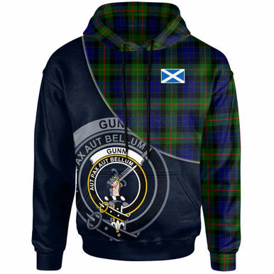 Scottish Gunn Clan Crest Tartan Hoodie - Bend Style Front Side Tartan Plaid