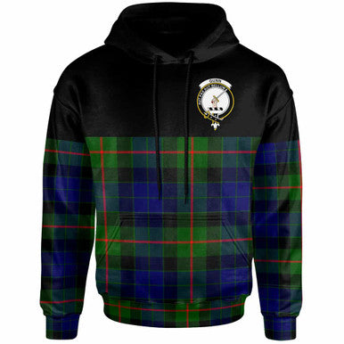Scottish Gunn Clan Crest Tartan Hoodie - Horizontal Style Front Side Tartan Plaid