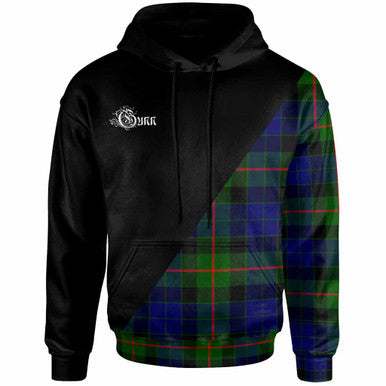 Scottish Gunn Clan Crest Tartan Hoodie - Military Logo Front Side Tartan Plaid