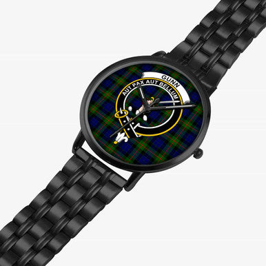 Scottish Gunn Clan Crest Tartan Instafamous Steel Quartz Watches Tartan Plaid Black 2