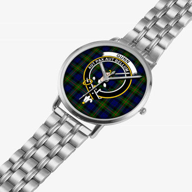 Scottish Gunn Clan Crest Tartan Instafamous Steel Quartz Watches Tartan Plaid Silver 2