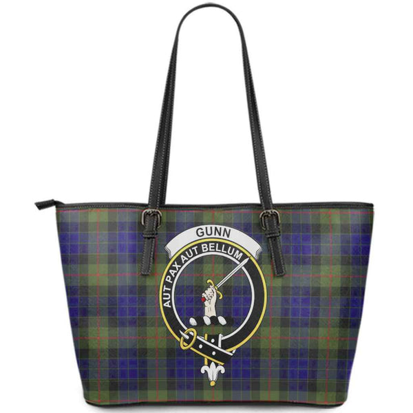 Scottish Gunn Clan Crest Tartan Leather Tote Tartan Plaid