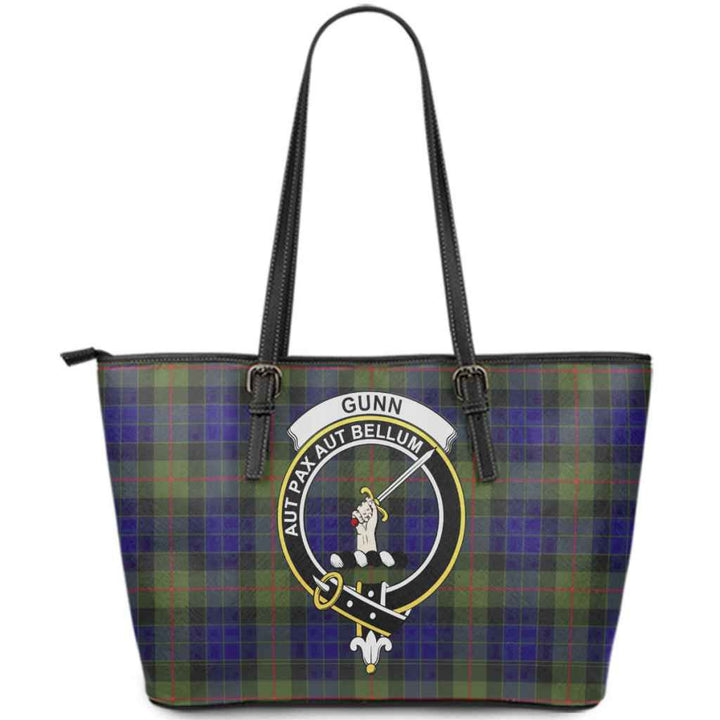 Scottish Gunn Clan Crest Tartan Leather Tote Tartan Plaid