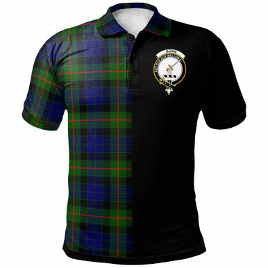 Scottish Gunn Clan Crest Tartan Polo Shirt - Half in Me Front Side Tartan Plaid