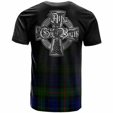 Scottish Gunn Clan Crest Tartan T-Shirt - Alba Gu Brath Family Crest Celtic Inspired Back Side Tartan Plaid