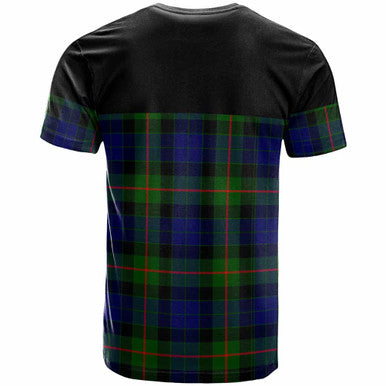 Scottish Gunn Clan Crest Tartan T-Shirt - Horizontal Style Back Side Tartan Plaid