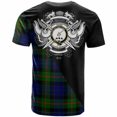 Scottish Gunn Clan Crest Tartan T-Shirt - Military Logo Back Side Tartan Plaid