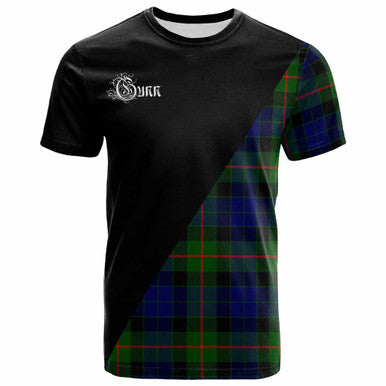 Scottish Gunn Clan Crest Tartan T-Shirt - Military Logo Front Side Tartan Plaid