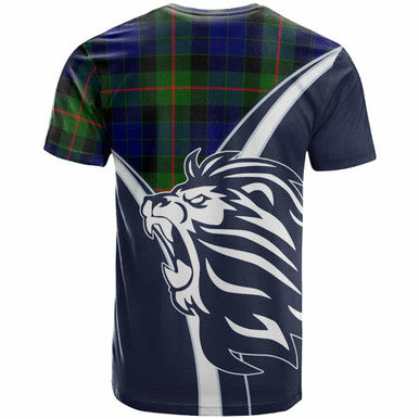 Scottish Gunn Clan Crest Tartan T-Shirt - Bend Style Back Side Tartan Plaid